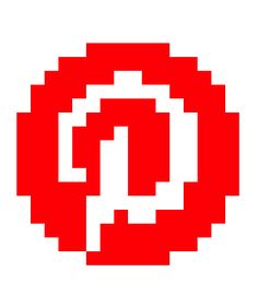 the letter q is made up of red and white pixellated squares on a white background