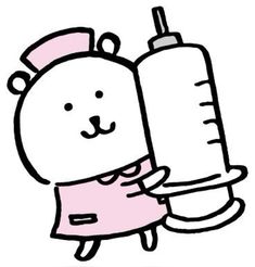 a black and white drawing of a cartoon bear holding a large tube of toothpaste