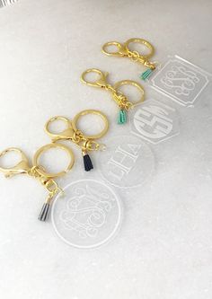 Monogram Acrylic Keychain - Wondermint Goods Displaying Kids Artwork, Monogram Keychain, Old Rings, Acrylic Shapes, Acrylic Keychains, Juice Recipes, Tassel Keychain, 3d Laser, Diy Cricut