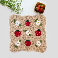 "Handmade baby blanket in my strawberry & flower style. This yarn is 100% cotton and super soft but has a night weight to it. Each item is made to order. Please see below for size measurements.  Blankets sizes:  Lovey: 14x14' (4 squares) Cuddle: 18x18\" (9 squares) Receiving: 36x25\" (24 squares) Check out my Instagram sales codes and exclusive ready to ship items: @BethanysTreasures Or Like my Facebook page: www.facebook.com/BethanysTreasuresBoutique" Strawberry Blanket, Phone Bag Pattern, Instagram Sales, Handmade Baby Blanket, Heirloom Blanket, Strawberry Flower, Handmade Baby Blankets, Flower Blanket, Flower Style