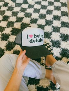 I Love Being Delulu Trucker Hat Funny Girl Hat Custom Delulu Hat Trucker for Women Trendy Mental Health Humor Hat Girly Trucker for River - Etsy Funny Trucker Hats For Women, Best Friend Black, Being Delulu, Delulu Era, Lazy Outfit, Mental Health Humor, Health Humor