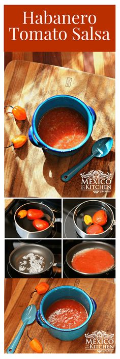 the process of making tomato soup is shown