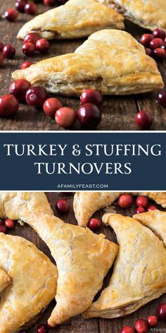 turkey and stuffing turnovers with cranberries on the side