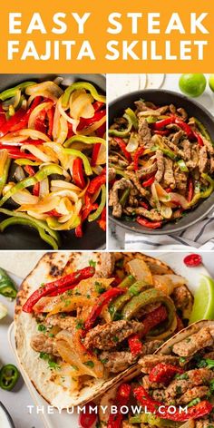 easy steak fajita skillet with peppers and onions