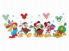 mickey mouse and friends with christmas decorations