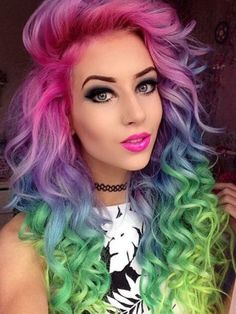 Gawgeous! I could never pull off that many colors at once. Mayvenn Hair, Unicorn Hair, Mermaid Hair, Cool Hair Color