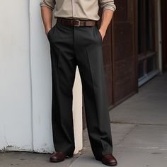 Season:Spring   Fall,Winter; Fabric:Polyester; Gender:Men's; Style:Chic  Modern,Casual,Fashion; Occasion:Holiday,Daily,Business; Fit Type:Regular Fit; Function:Soft,Comfort; Waistline:Mid Waist; Pattern:Plain; Design:Buttons,Front Pocket,Straight Leg; Pants Type:Dress Pants,Trousers,Suit Pants; Fly Type:Zipper,Button; Front page:FF; Listing Date:09/05/2024; Pants Length:Full Length Black Dress Pants Men, Couple Cosplay, Fancy Fits, Men's Dress Pants, Classy Outfits Men, Winter Fabric, Mens Dress Pants, Outfits Men, Suit Pants