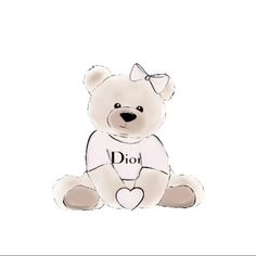 a white teddy bear with the word diot on it's chest sitting in front of a white background