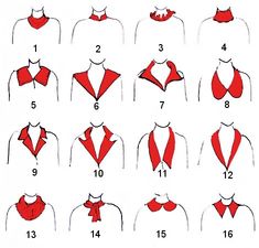 the instructions for how to tie a necktie in different styles and colors, including red