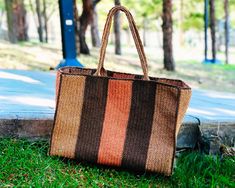 Handmade, wicker rope / paper rope bag with perfect colors. I did most comfortable, useful and perfect bags for beach, picnic, casual days or for trip. If you have any question plese send message. DETAILS Height: 30 cm Length: 50 cm Width: 20 cm Casual Handwoven Brown Straw Bag, Multicolor Jute Crochet Bag For Shopping, Multicolor Rectangular Crochet Jute Bag, Multicolor Rectangular Jute Crochet Bag, Casual Natural Straw Bag With Weaving, Casual Brown Handwoven Beach Bag, Brown Beach Bag With Weaving For Travel, Brown Jute Straw Bag With Weaving, Brown Jute Straw Bag, Rectangular Shape