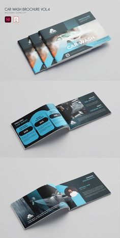 three fold brochure mockup with blue and black colors