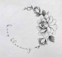 a drawing of a flower on paper with the word dreaming written in it's center