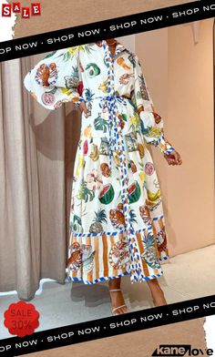 Hopeful Moments Tropical Fruit Print Balloon Sleeve Patchwork Shirt Midi Dress Shirt Midi Dress, Patchwork Shirt, Printed Balloons, Fruit Print, Tropical Fruit, Midi Shirt Dress, Elevate Your Style, Balloons, Women's Fashion