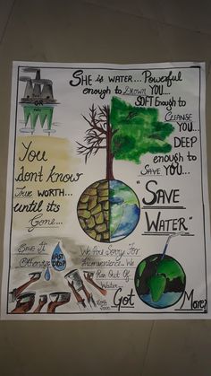 a poster with words written on it that include trees, water and other things to describe