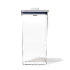 a clear plastic container on a white background