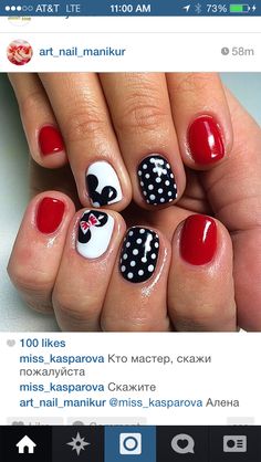 Disney Gel Nails, Mickey Mouse Nail Design, Mickey Mouse Nail Art, Character Nails, Minnie Mouse Nails