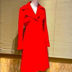 Inc Nwt Glitz Real Red Over Coat Small Pit To Pit Measures 17” Red Fitted Long Sleeve Outerwear, Fitted Red Blazer For Winter, Fitted Red Long Sleeve Outerwear, Red Formal Outerwear For Spring, Formal Red Long Sleeve Outerwear, Red Fitted Party Outerwear, Red Tailored Outerwear With Lapel Collar, Tailored Red Outerwear With Lapel Collar, Red Fitted Long Coat