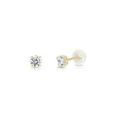 Genuine 14K Yellow Gold CZ stud earrings with Comfortable silicone covered gold push backs. Forget about the cheap earrings that tarnish in less than a month, these gold CZ stud earrings are guaranteed to never tarnish! Gold is a metal that does not tarnish and that can be worn anywhere including in the shower, pool or anywhere there may be moisture. Also great for sensitive ears that can only wear REAL gold. The smaller sizes are great for kids (3mm to 5mm) to wear as a primary earring and grea Multiple Earrings, Cheap Earrings, Yellow Gold Solitaire, Gold Jewelry Earrings, Cz Stud Earrings, Earrings Women, Silicone Cover, Everyday Earrings, Sensitive Ears