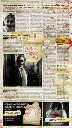 the joker movie poster is featured in an old newspaper article with photos and captions