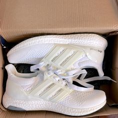 New Never Worn And In The Original Box. (They Didn’t Fit And I Missed The Return Period) Offers Welcome! White Custom Sneakers With Round Toe For Errands, Adidas White Sneakers With Air Cushioning, Adidas Lace-up Sneakers With Vented Sides, Adidas White Custom Sneakers With Laces, White Custom Sneakers With Cushioned Footbed For Errands, Custom White Sneakers With Cushioned Footbed, White Low-top Running Shoes With White Laces, White Slip-on Sneakers For Running Errands, Adidas Custom White Sneakers For Running