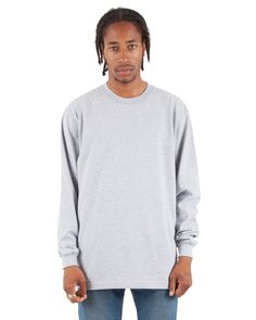 Adult 7.5 oz., Max Heavyweight Long-Sleeve T-Shirt - HEATHER GRAY - S | Shaka Wear Adult 7.5 oz. Max Heavyweight Long-Sleeve T-Shirt in Heather Grey Size Small Shaka Wear, Streetwear Fits, Casual Night Out, White Charcoal, 90s Streetwear, Retro Look, Charcoal Grey, Heather Grey, Black And Brown