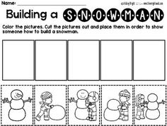 a snowman worksheet for children to learn how to build a snowman