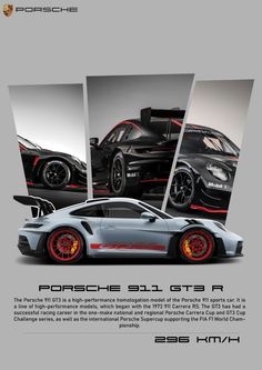 an advertisement for porsche's new sports car