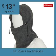 Stay warm on the slopes with this St. John's Bay men's ski mask. It's made from a soft fleecy material with adjustable ties around the face for a snug fit. Warmth Factor: LightweightFiber Content: 100% PolyesterFabric Description: FleeceLining: UnlinedCare: Machine WashCountry of Origin: Imported Ski Masks, Mask Black, Ski Mask, Winter Accessories, Stay Warm, Snug Fit, The Face, Skiing, Mask