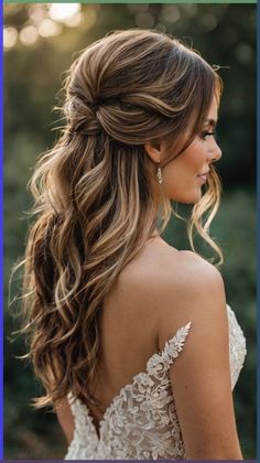 a woman with long hair wearing a wedding dress