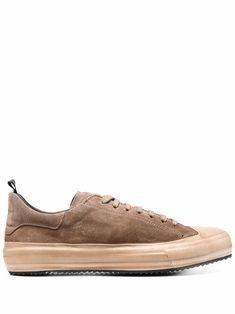 Brown calf suede/leather suede lace-up sneakers from OFFICINE CREATIVE featuring tonal design, logo-debossed tongue, rubber toecap, front lace-up fastening and flat rubber sole. Creative Shoes, Footwear Design, Balenciaga Track, Officine Creative, Brown Sneakers, Suede Lace, Derby Shoes, Espadrille Shoes, Design Logo