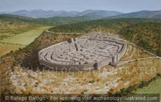 an artist's rendering of the ancient city of delapidated in peru