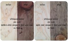 three different types of wood with the words before and after