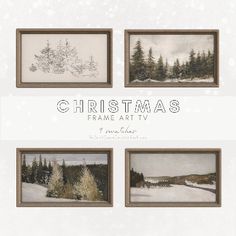 christmas frame art is shown in four different frames