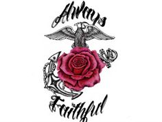 a rose with an eagle on it and the words america, faithful written in black ink