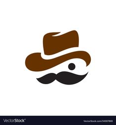 a man with a mustache and a hat on his head logo design for mens clothing