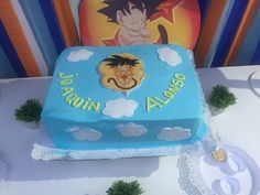 a birthday cake that looks like it has been made to look like gohan from dragon ball