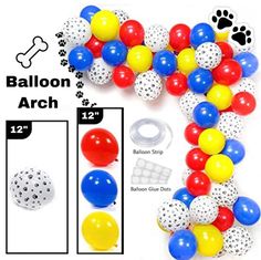 the number seven made out of balloons is shown with measurements for each balloon in front of it