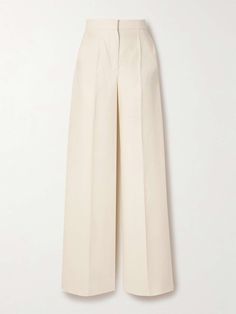 MAX MARA Hangar linen-twill wide-leg pants | NET-A-PORTER Matching Sets Pants, Tailored Cream Wide Leg Pants For Formal Occasions, Cream Wide-leg Pants With Pressed Crease, Classic Full-length Linen Wide Leg Pants, Classic Full Length Wide Leg Linen Pants, Classic Full Length Linen Wide Leg Pants, Cream High-waisted Linen Pants, High-waisted Cream Linen Pants, Wide Leg Cream Pants With Pressed Crease