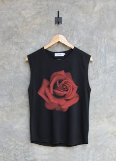 ✿ WELCOME TO MY SHOP ✿ More Shirt ► https://www.etsy.com/shop/igetherproject Material : Polyester 80% Cotton 20% Sleeve length : Muscle tank tops, workout tank tops Styles : Regular Women Fit Printed with eco-friendly water-based inks. Color shirt : Black, Charcoal, Blue, Peach Color print : White & black etc. ■ WASHING INSTRUCTIONS ■ Turn garment inside out. Hand wash. Lay flat to dry. Do not bleach/dry-clean Do not iron directly onto the print ■ Please refer to the size chart in the last image of the listing ■ Measurement (inches) Size Small ► Width = 34 inches. ( round ) ► Length = 24 inches. ► Sleeveless length 9.5 inches. Size Medium ► Width = 36 inches. ( round ) ► Length = 25 inches. ► Sleeveless length 10 inches. Size Large ► Width = 38 inches. ( round ) ► Length = 26 inches. ► Sle Rose Print Crew Neck Top For Streetwear, Sleeveless Graphic Tee With Screen Print, Summer Graphic Tee With Rose Print, Fitted Sleeveless Graphic Tee, Sleeveless Screen Print Tops For Streetwear, Black Cotton Tops With Rose Print, Trendy Sleeveless Screen Print Top, Trendy Sleeveless Tops With Screen Print, Fitted Sleeveless Top With Screen Print