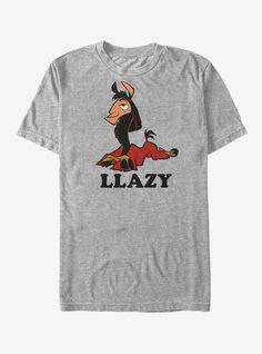 a gray t - shirt with an image of a cartoon character that says lazy on it