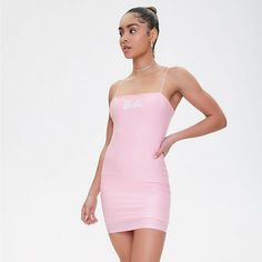 Size Medium-Fits Like A Small Medium From Our Barbie X Forever 21 Collection, A Stretch-Knit Mini Dress Featuring A Front "Barbie" Graphic, Straight Neckline, Bodycon Silhouette, And Cord Cami Straps. - 2020 Mattel. All Rights Reserved Content + Care - Shell: 86% Polyester, 14% Spandex - Lining: 100% Polyester - Machine Wash Cold Mini Length Bodycon Dress By Forever 21, Trendy Forever 21 Bodycon Summer Dress, Trendy Forever 21 Bodycon Dress For Summer, Forever 21 Mini Bodycon Dress, Forever 21 Mini Length Bodycon Dress, Forever 21 Stretch Trendy Dresses, Spring Forever 21 Bodycon Dress, Forever 21 Flirty Mini Dress, Spring Stretch Mini Dress By Forever 21