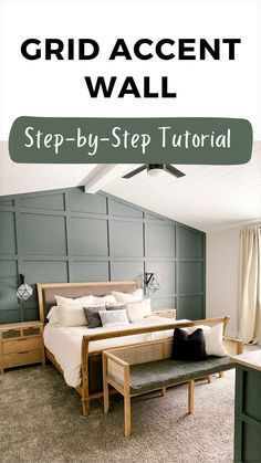 a bedroom with gray walls and white bedding is featured in this post - it - up