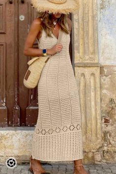 Casual Look For Women, Sleeveless Sweater Dress, Long Knitted Dress, Sweater Maxi Dress, Timeless Dress, Khaki Fashion, Sweater Dress Women, Khaki Dress, Knitting Women Sweater