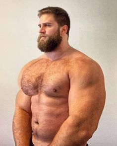 a man with a beard and no shirt on