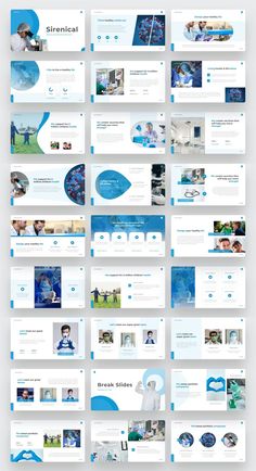 a large number of blue and white powerpoint presentation slides