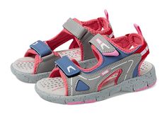 Primigi Kids 39718 (Toddler/Little Kid) - Girl's Shoes : Grey/Blue/Pink : Primigi Kids 39718 sandals keep your little one's walk comfortable all day long. Textile and synthetic upper. Synthetic and textile lining and insole. Hook-and-loop closure. Brand detailing on the strap, footbed and on the heel counter. Open round toe design. Synthetic outsole. Imported. Measurements: Weight: 2.6 oz Product measurements were taken using size 26 (US 9 Toddler), width M. Please note that measurements may var Synthetic Slide Sandals For Playtime, Pink Adjustable Fit Synthetic Sandals, Adjustable Fit Non-slip Synthetic Sandals, Non-slip Adjustable Fit Open Toe Sport Sandals, Adjustable Fit Non-slip Sport Sandals With Open Toe, Sporty Non-slip Adjustable Sandals, Sporty Scratch-resistant Synthetic Sandals, Sporty Non-slip Sandals With Adjustable Fit, Sporty Adjustable Fit Non-slip Sandals