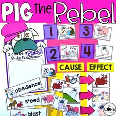 a pile of pictures with the words pig the rebal on it and an arrow pointing to