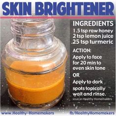 Brighten Armpits, Diy Skin Brightener, Skin Brightener, Turmeric Face Mask, Homemade Facials, Clear Acne, Skin Care Remedies, Skin Care Recipes, Diy Skin Care