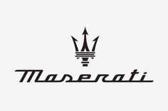 the logo for maserati is shown in black and white, with an arrow pointing up