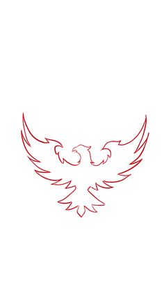 the outline of an eagle's wings is shown in red on a white background